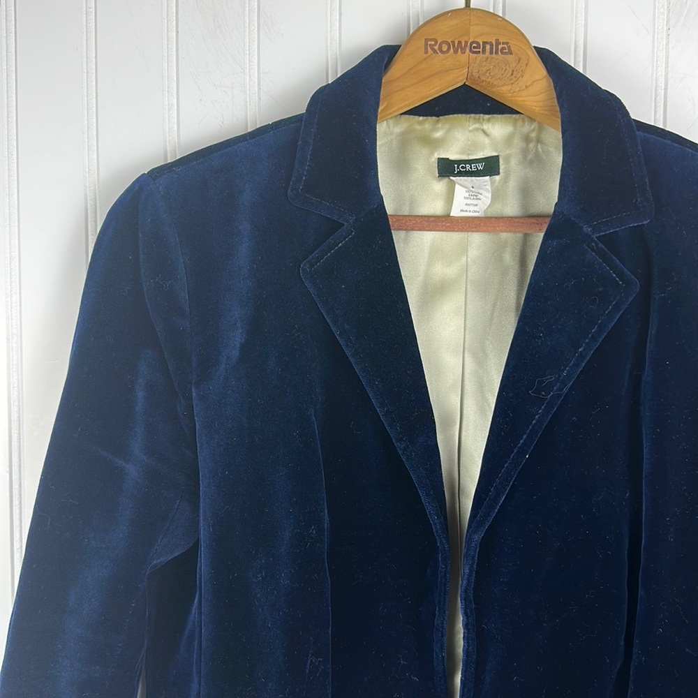 J. Crew Dark Navy Velvet Blazer Jacket Women’s 8 - Picture 2 of 8